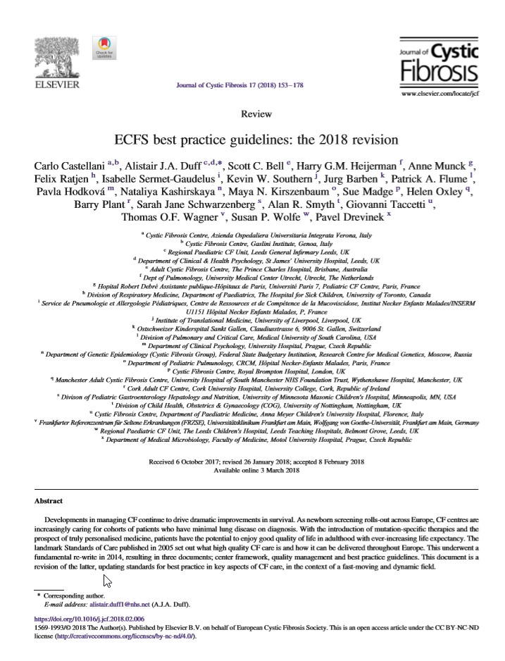 Introduction And Aims European Cystic Fibrosis Society Ecfs